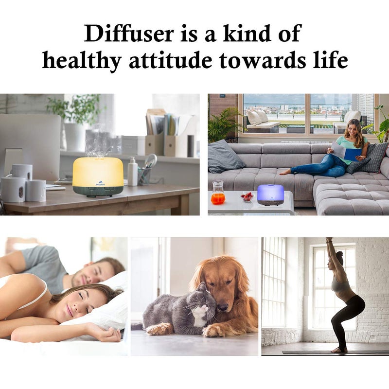Miserwe Diffuser 500ML Essential Oil Diffuser with Adjustable Mist Mode and 4 Timer Setting Diffuser for Essential Oils Waterless Auto Shut-Off for Home Office Yoga Spa - Image 5